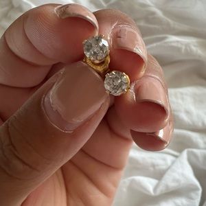 Pompeii3 14k yellow gold 1/2 cttw genuine/natural diamond stud earrings